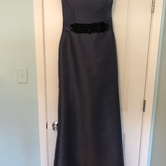 Noir by Lazaro, size 12, slate blue formal gown - Picture 4 of 7